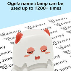 Ogelz Customized Name Stamp For Clothes-Cute White Monster Alien Personalised For Adult Kids Daycare Stickers Tag Label Preschool Nursing Home Washable Dryer Safe