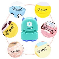 Ogelz Customized Name Stamp For Clothes-Cute Green Monster Alien Personalised For Adult Kids Daycare Stickers Tag Label Preschool Nursing Home Washable Dryer Safe