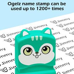 Ogelz Customized Name Stamp For Clothes-Cute Green Hamster Personalised For Adult Kids Daycare Stickers Tag Label Preschool Nursing Home Washable Dryer Safe