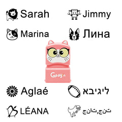 Ogelz Customized Name Stamp For Clothes-Cute Small Pink Cat Personalised For Adult Kids Daycare Stickers Tag Label Preschool Nursing Home Washable Dryer Safe