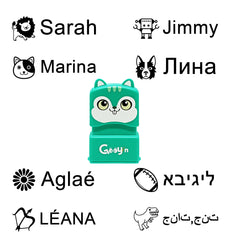 Ogelz Customized Name Stamp For Clothes-Cute Green Hamster Personalised For Adult Kids Daycare Stickers Tag Label Preschool Nursing Home Washable Dryer Safe