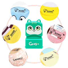 Ogelz Customized Name Stamp For Clothes-Cute Green Hamster Personalised For Adult Kids Daycare Stickers Tag Label Preschool Nursing Home Washable Dryer Safe