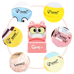 Ogelz Customized Name Stamp For Clothes-Cute Small Pink Cat Personalised For Adult Kids Daycare Stickers Tag Label Preschool Nursing Home Washable Dryer Safe