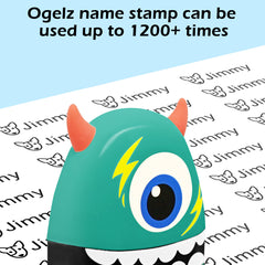 Ogelz Customized Name Stamp For Clothes-Cute Green Monster Plus Personalised For Adult Kids Daycare Stickers Tag Label Preschool Nursing Home Washable Dryer Safe
