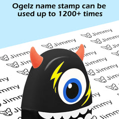 Ogelz Customized Name Stamp For Clothes-Cute Black Monster Plus Personalised For Adult Kids Daycare Stickers Tag Label Preschool Nursing Home Washable Dryer Safe