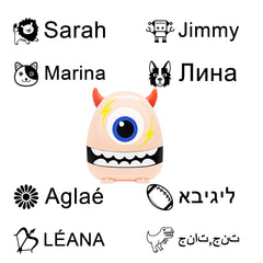 Ogelz Customized Name Stamp For Clothes-Cute Pink Monster Plus Personalised For Adult Kids Daycare Stickers Tag Label Preschool Nursing Home Washable Dryer Safe