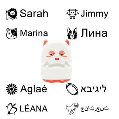 Ogelz Customized Name Stamp For Clothes-Cute White Monster Alien Personalised For Adult Kids Daycare Stickers Tag Label Preschool Nursing Home Washable Dryer Safe