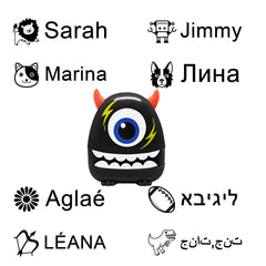 Ogelz Customized Name Stamp For Clothes-Cute Black Monster Plus Personalised For Adult Kids Daycare Stickers Tag Label Preschool Nursing Home Washable Dryer Safe