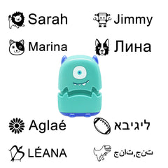 Ogelz Customized Name Stamp For Clothes-Cute Green Monster Alien Personalised For Adult Kids Daycare Stickers Tag Label Preschool Nursing Home Washable Dryer Safe