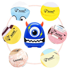 Ogelz Customized Name Stamp For Clothes-Cute Blue Monster Plus Personalised For Adult Kids Daycare Stickers Tag Label Preschool Nursing Home Washable Dryer Safe
