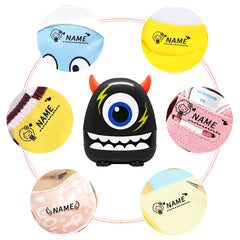 Ogelz Customized Name Stamp For Clothes-Cute Black Monster Plus Personalised For Adult Kids Daycare Stickers Tag Label Preschool Nursing Home Washable Dryer Safe