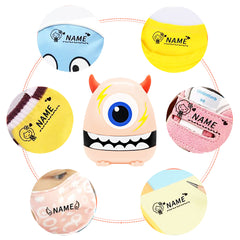 Ogelz Customized Name Stamp For Clothes-Cute Pink Monster Plus Personalised For Adult Kids Daycare Stickers Tag Label Preschool Nursing Home Washable Dryer Safe
