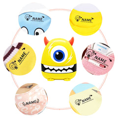 Ogelz Customized Name Stamp For Clothes-Cute Yellow Monster Plus Personalised For Adult Kids Daycare Stickers Tag Label Preschool Nursing Home Washable Dryer Safe