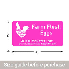 Ogelz 40Pcs Customized Farm Fresh Egg Carton Packaging Labels Stickers Set Personalized for Chicken Duck Stickers Extra Stciky 2X4 Inch Rectangle Hot Pink (R01)
