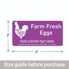 Ogelz 40Pcs Customized Farm Fresh Egg Carton Packaging Labels Stickers Set Personalized for Chicken Duck Stickers Extra Stciky 2X4 Inch Rectangle Purple(G04)