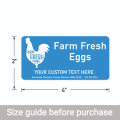 Ogelz 40Pcs Customized Farm Fresh Egg Carton Packaging Labels Stickers Set Personalized for Chicken Duck Stickers Extra Stciky 2X4 Inch Rectangle Blue (R02)