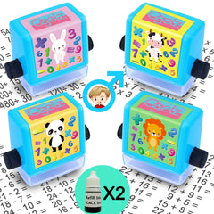 Math Roller Stamp Smart Math Teaching Stamps for Kids, Addition Subtraction Multiplication Division Math Practice Tool Math Learning Stamps