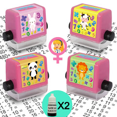 Math Roller Stamp Smart Math Teaching Stamps for Kids, Addition Subtraction Multiplication Division Math Practice Tool Math Learning Stamps