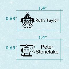 Ogelz Customized Name Stamp For Clothes-Cute Blue Monster Plus Personalised For Adult Kids Daycare Stickers Tag Label Preschool Nursing Home Washable Dryer Safe