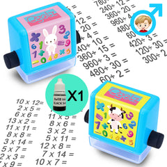 Math Roller Stamp Smart Math Teaching Stamps for Kids, Addition Subtraction Multiplication Division Math Practice Tool Math Learning Stamps