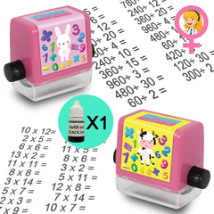 Math Roller Stamp Smart Math Teaching Stamps for Kids, Addition Subtraction Multiplication Division Math Practice Tool Math Learning Stamps