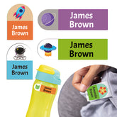 Ogelz Personalized Name Labels for Kids Custom Stcikers Washable for Clothes and Gear Non Iron Waterproof for Kids Stuff Daycare Toddlers School Supplies Water Bottle Camp Space Theme Extra Large