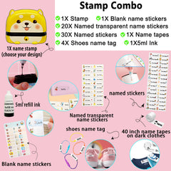 Ogelz Customized Name Stamp For Clothes-Cute Animal Dog Personalised For Adult Kids Daycare Stickers Tag Label Preschool Nursing Home Washable Dryer Safe