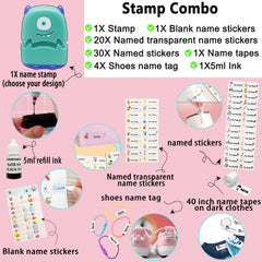 Ogelz Customized Name Stamp For Clothes-Cute Green Monster Alien Personalised For Adult Kids Daycare Stickers Tag Label Preschool Nursing Home Washable Dryer Safe