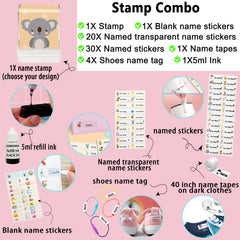 Ogelz Customized Name Stamp For Clothes-Cute Koala SQ Personalised For Adult Kids Daycare Stickers Tag Label Preschool Nursing Home Washable Dryer Safe