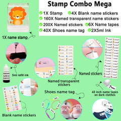 Ogelz Customized Name Stamp For Clothes-Cute Lion SQ Personalised For Adult Kids Daycare Stickers Tag Label Preschool Nursing Home Washable Dryer Safe