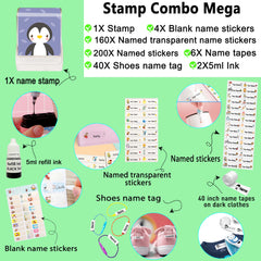 Ogelz Customized Name Stamp For Clothes-Cute Penguin SQ Personalised For Adult Kids Daycare Stickers Tag Label Preschool Nursing Home Washable Dryer Safe