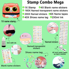 Ogelz Customized Name Stamp For Clothes-Cute Animal Cat Personalised For Adult Kids Daycare Stickers Tag Label Preschool Nursing Home Washable Dryer Safe