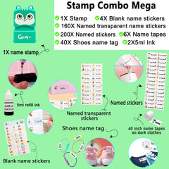 Ogelz Customized Name Stamp For Clothes-Cute Green Hamster Personalised For Adult Kids Daycare Stickers Tag Label Preschool Nursing Home Washable Dryer Safe