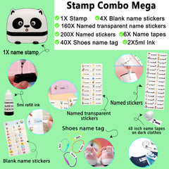 Ogelz Customized Name Stamp For Clothes- Cute Animal Panda Personalised For Adult Kids Daycare Stickers Tag Label Preschool Nursing Home Washable Dryer Safe