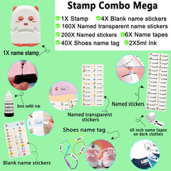 Ogelz Customized Name Stamp For Clothes-Cute White Monster Alien Personalised For Adult Kids Daycare Stickers Tag Label Preschool Nursing Home Washable Dryer Safe