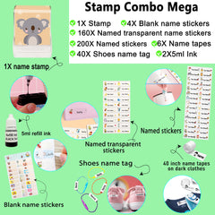 Ogelz Customized Name Stamp For Clothes-Cute Koala SQ Personalised For Adult Kids Daycare Stickers Tag Label Preschool Nursing Home Washable Dryer Safe