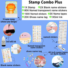 Ogelz Customized Name Stamp For Clothes-Cute Lion SQ Personalised For Adult Kids Daycare Stickers Tag Label Preschool Nursing Home Washable Dryer Safe