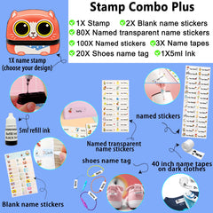 Ogelz Customized Name Stamp For Clothes-Cute Animal Cat Personalised For Adult Kids Daycare Stickers Tag Label Preschool Nursing Home Washable Dryer Safe