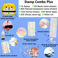 Ogelz Customized Name Stamp For Clothes-Cute Animal Dog Personalised For Adult Kids Daycare Stickers Tag Label Preschool Nursing Home Washable Dryer Safe