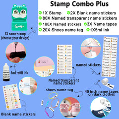 Ogelz Customized Name Stamp For Clothes-Cute Green Hamster Personalised For Adult Kids Daycare Stickers Tag Label Preschool Nursing Home Washable Dryer Safe