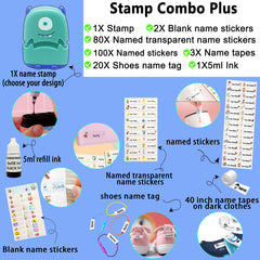 Ogelz Customized Name Stamp For Clothes-Cute Green Monster Alien Personalised For Adult Kids Daycare Stickers Tag Label Preschool Nursing Home Washable Dryer Safe