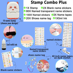 Ogelz Customized Name Stamp For Clothes-Cute White Monster Alien Personalised For Adult Kids Daycare Stickers Tag Label Preschool Nursing Home Washable Dryer Safe