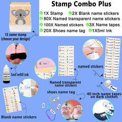 Ogelz Customized Name Stamp For Clothes-Cute Koala SQ Personalised For Adult Kids Daycare Stickers Tag Label Preschool Nursing Home Washable Dryer Safe