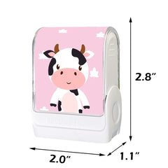 Ogelz Customized Name Stamp For Clothes-Cute Cow SQ Personalised For Adult Kids Daycare Stickers Tag Label Preschool Nursing Home Washable Dryer Safe