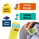 Étiquettes personnalisées Ogelz pour enfants - Autocollants lavables et imperméables pour vêtements et équipements - Idéales pour la garderie, les tout-petits, les fournitures scolaires, les gourdes, les camps - Thème dinosaure - Très grande taille