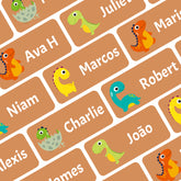 Ogelz Personalized Name Labels for Kids Custom Stcikers Washable for Clothes and Gear Non Iron Waterproof for Kids Stuff Daycare Toddlers School Supplies Water Bottle Camp 0.5"X1.2" Orange (Dinosaur)