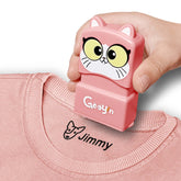 Ogelz Customized Name Stamp For Clothes-Cute Small Pink Cat Personalised For Adult Kids Daycare Stickers Tag Label Preschool Nursing Home Washable Dryer Safe
