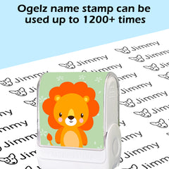 Ogelz Customized Name Stamp For Clothes-Cute Lion SQ Personalised For Adult Kids Daycare Stickers Tag Label Preschool Nursing Home Washable Dryer Safe