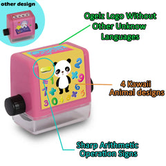 Math Roller Stamp Smart Math Teaching Stamps for Kids, Addition Subtraction Multiplication Division Math Practice Tool Math Learning Stamps