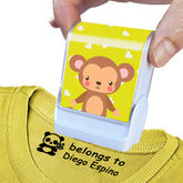 Ogelz Customized Name Stamp For Clothes-Cute Monkey SQ Personalised For Adult Kids Daycare Stickers Tag Label Preschool Nursing Home Washable Dryer Safe